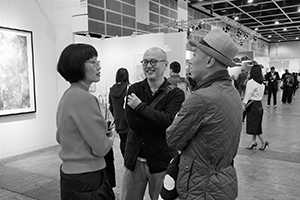 Sabrina Fung, Chan Yuk-keung and Hung Keung at Art Basel, Convention and Exhibition Centre, Wanchai, 22 March 2016