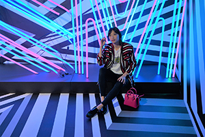 Op-art installation  by Tobias Rehberger for the MCM store, Entertainment Building, Central, as a satellite event of Art Basel, 23 March 2016