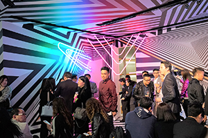 Op-art installation  by Tobias Rehberger for the MCM store, Entertainment Building, Central, as a satellite event of Art Basel, 23 March 2016
