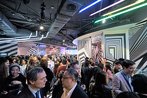 Op-art installation  by Tobias Rehberger for the MCM store, Entertainment Building, Central, as a satellite event of Art Basel, 23 March 2016
