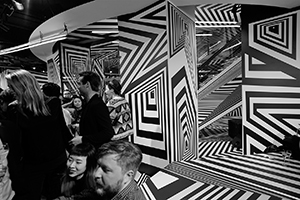 Op-art installation  by Tobias Rehberger for the MCM store, Entertainment Building, Central, as a satellite event of Art Basel, 23 March 2016