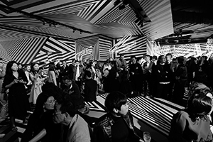 Op-art installation  by Tobias Rehberger for the MCM store, Entertainment Building, Central, as a satellite event of Art Basel, 23 March 2016