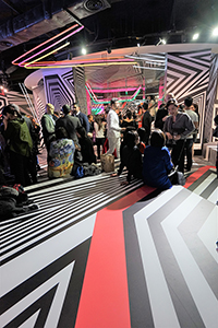 Op-art installation  by Tobias Rehberger for the MCM store, Entertainment Building, Central, as a satellite event of Art Basel, 23 March 2016