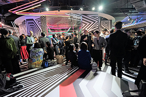Op-art installation  by Tobias Rehberger for the MCM store, Entertainment Building, Central, as a satellite event of Art Basel, 23 March 2016