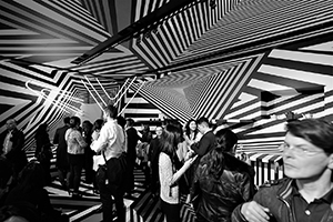Op-art installation  by Tobias Rehberger for the MCM store, Entertainment Building, Central, as a satellite event of Art Basel, 23 March 2016