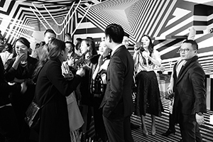 Op-art installation  by Tobias Rehberger for the MCM store, Entertainment Building, Central, as a satellite event of Art Basel, 23 March 2016