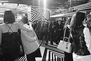 Op-art installation  by Tobias Rehberger for the MCM store, Entertainment Building, Central, as a satellite event of Art Basel, 23 March 2016