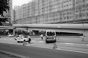 Scene of a traffic accident, West Kowloon Corridor, Mongkok, 28 March 2016