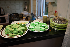 Food for a St. Patrick's Day party, Silvermine Bay Beach, Lantau, 13 March 2016