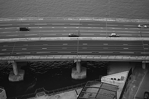 Island Eastern Corridor, viewed from Para Site art space, King's Road, North Point,  2 April 2016