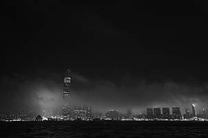 Victoria Harbour and Kowloon at night, 5 April 2016