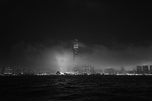 Victoria Harbour and Kowloon at night, 5 April 2016