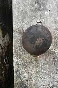 Wok hanging outside a building, Pat Sing Leng Country Park, New Territories, 17 April 2016