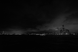Kowloon and Victoria Harbour at night, viewed from Sheung Wan, 25 April 2016