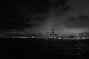 Kowloon and Victoria Harbour at night, viewed from Sheung Wan, 25 April 2016