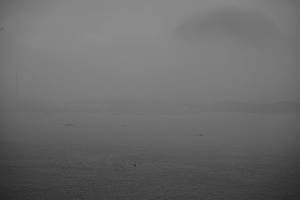 Victoria Harbour and Stonecutters Island viewed from Sheung Wan, 28 April 2016