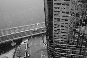 Island Eastern Corridor, viewed from Para Site art space, King's Road, North Point, 2 April 2016