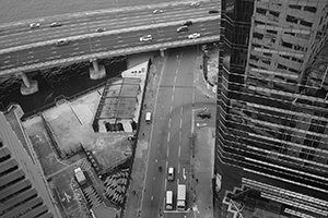 Island Eastern Corridor, viewed from Para Site art space, King's Road, North Point, 2 April 2016