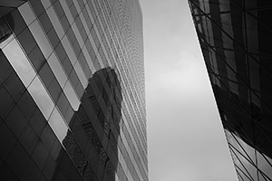 Reflection of IFC 2 on the facade of Exchange Square, Central, 22 May 2016
