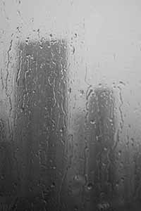 View through the window of an apartment in Sheung Wan on a rainy day, 10 May 2016