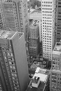 Buildings and construction site, viewed from an apartment in Sheung Wan, 14 May 2016