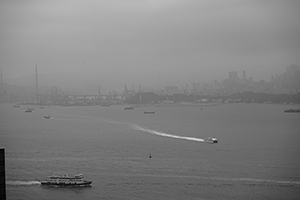 Victoria Harbour and Stonecutters Island, viewed from Sheung Wan, 14 May 2016