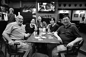 Meeting with friends at the United Services Recreation Club, Kowloon, 7 July 2016