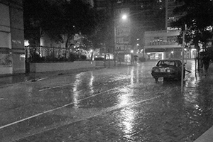Rain at night, Queen Street, Sheung Wan, 9 July 2016