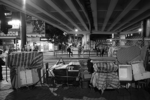 Packed-away stalls and equipment for ' villain-hitting', underneath the Canal Road Flyover, 21 August 2016