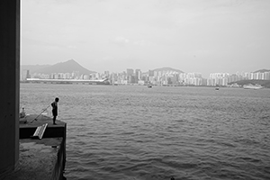 Fishing below the Island Eastern Corridor,  Hong Kong Island, 28 August 2016