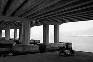 Fishing underneath the Island Eastern Corridor, North Point, 28 August 2016