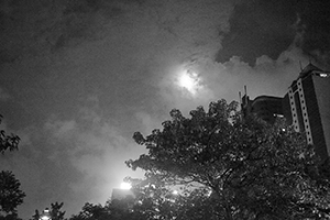 Moon behind clouds, Sheung Wan, 19 August 2016