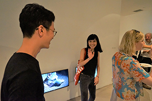 Guests at the opening of a Wong Wai Yin solo exhibition, Spring Workshop, Wong Chuk Hang, 20 August 2016