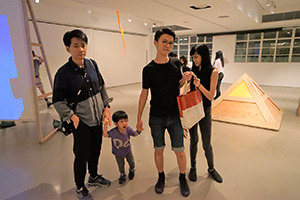 Guests at the opening of Wong Wai Yin's exhibition, Spring Workshop, Wong Chuk Hang, 20 August 2016