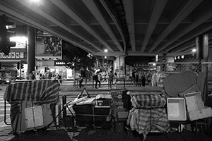 Packed-away stalls and equipment for 'villain hitting', underneath the Canal Road Flyover, 21 August 2016