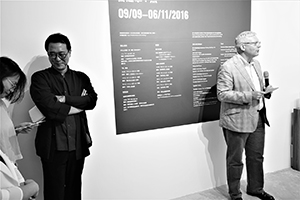 Duncan Pescod at the opening of 'Tsang Kin Wah: Nothing' at the M+ Pavilion, West Kowloon Cultural District, 8 September 2016