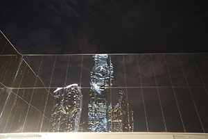 Buildings reflected in a mirrored surface, West Kowloon, 8 September 2016