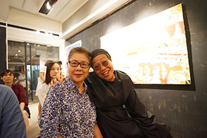 Film director Angie Chen and gallery owner Sin Sin Man, Sin Sin Fine Arts, Sai Street, Tai Ping Shan, 10 September 2016