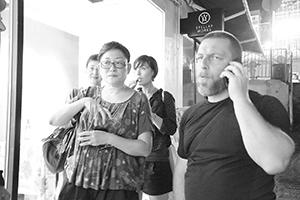 Guests outside Sin Sin Fine Arts, Sai Street, Tai Ping Shan, 10 September 2016