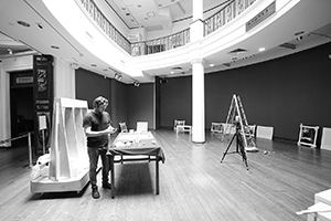 Hanging David Clarke's photographs for the exhibition 'Interruptions', University Museum and Art Gallery, HKU, 12 September 2016