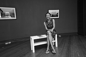 Xu Xi, preparing for the opening of the exhibition 'Interruptions', University Museum and Art Gallery, HKU, Pokfulam, 12 September 2016