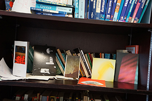 Bookshelves in an office, Run Run Shaw Tower, HKU, Pokfulam, 13 September 2016