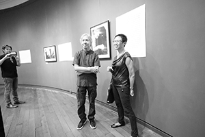 Jazz pianist Ted Lo and creative writer Xu Xi at the opening of 'Interruptions', University Museum and Art Gallery, HKU, 13 September 2016