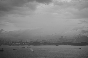 Victoria Harbour and Stonecutters Island viewed from Sheung Wan, 1 September 2016