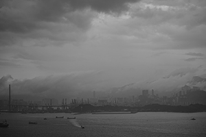 Victoria Harbour and Stonecutters Island viewed from Sheung Wan, 1 September 2016