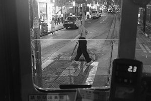 Street scene from a tram, Des Voeux Road West, Sai Ying Pun, 1 September 2016