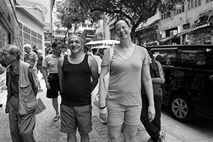 Encounter with friends on Possession Street, Sheung Wan, 3 September 2016