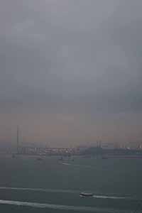 Stonecutters Bridge and Stonecutters Island viewed from Sheung Wan, 3 September 2016