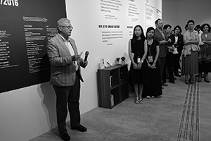 Duncan Pescod at the opening of 'Tsang Kin Wah: Nothing' at the M+ Pavilion, West Kowloon Cultural District, 8 September 2016