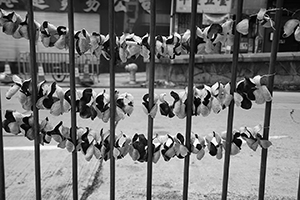 Dried citrus peel on roadside railings, Queen's Road West, Sheung Wan, 16 October 2016